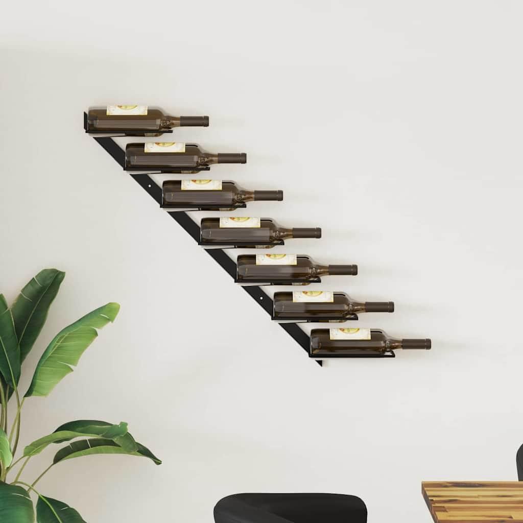 vidaXL Wand-Weinregal für 7 Flaschen Schwarz Metall