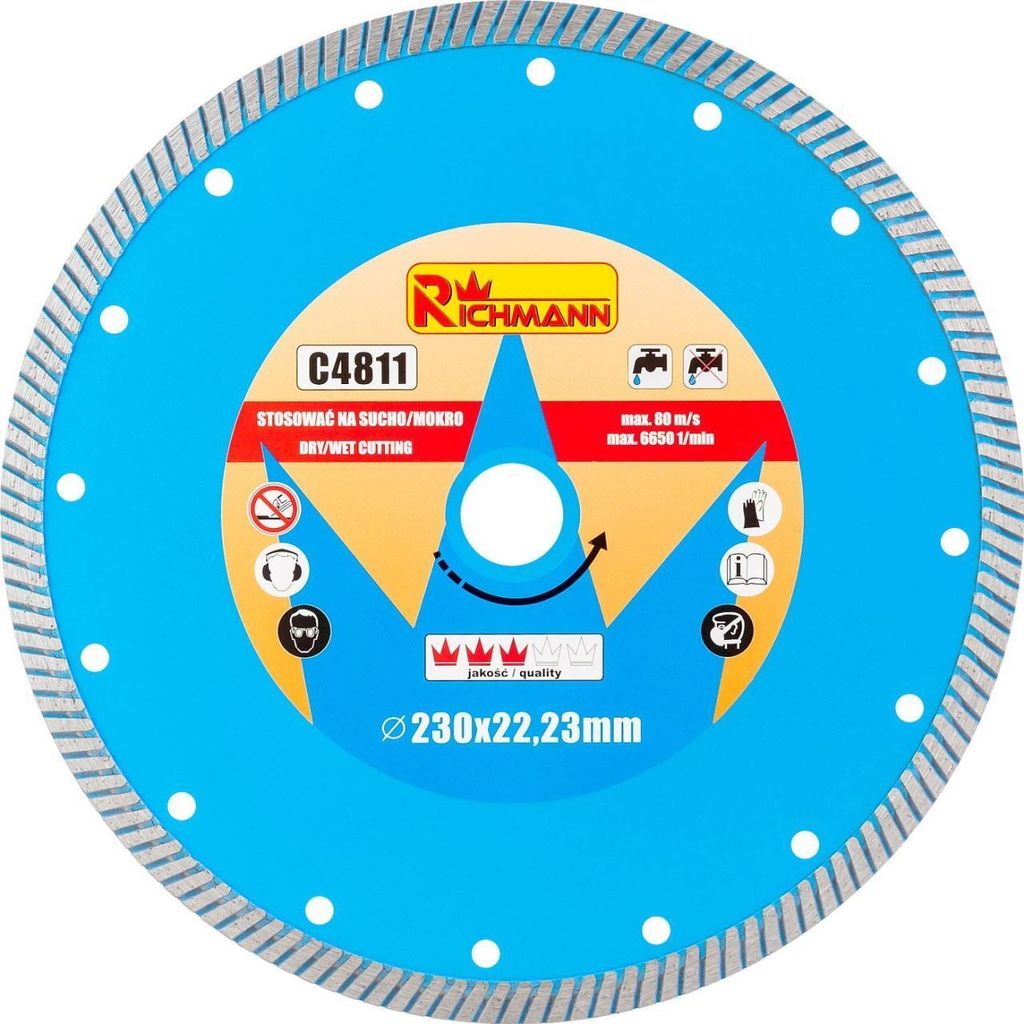 Turbo-Diamantscheibe, Beton, Nass- und Trockenschnitt, 230 mm/22,23 mm, Richmann
