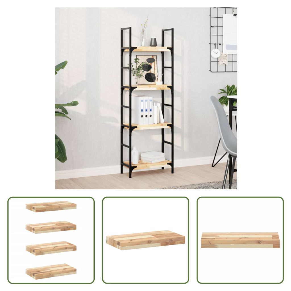 The Living Store Schweberegale 4 Stk. 60x20x4 cm Massivholz Akazie Unbehandelt
