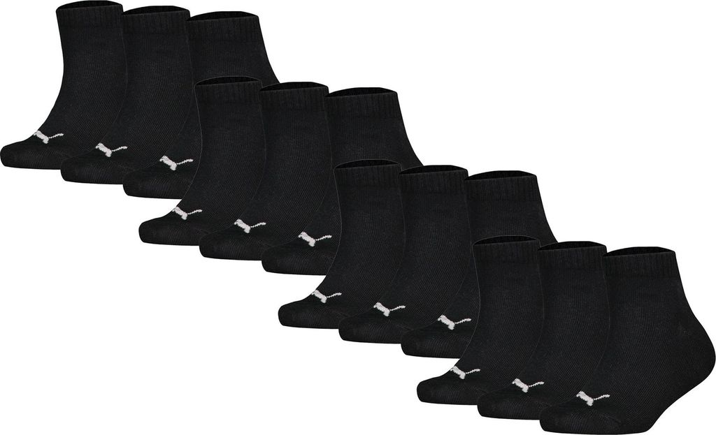 PUMA Kinder Quarter Socken, 12er Pack - Plain Quarter 12P, Logos, einfarbig Schwarz 39-42