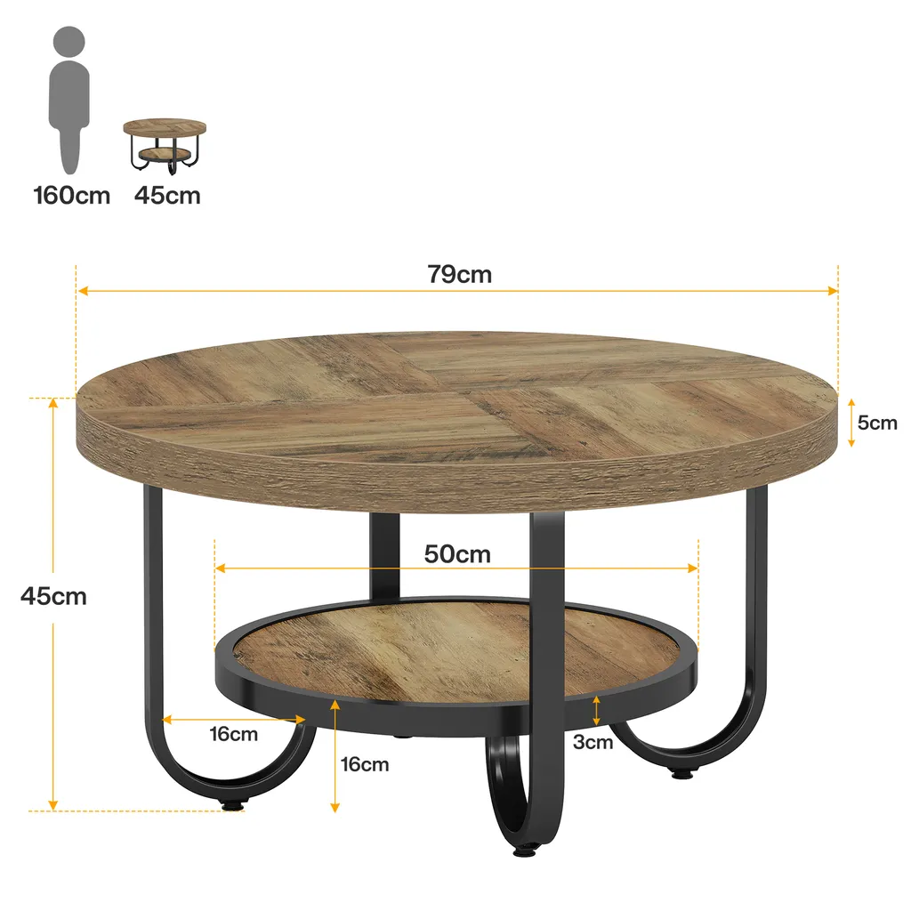 Table Basse Stable et Spacieuse 79cm pour Ranger vos Objets du Quotidien - 2