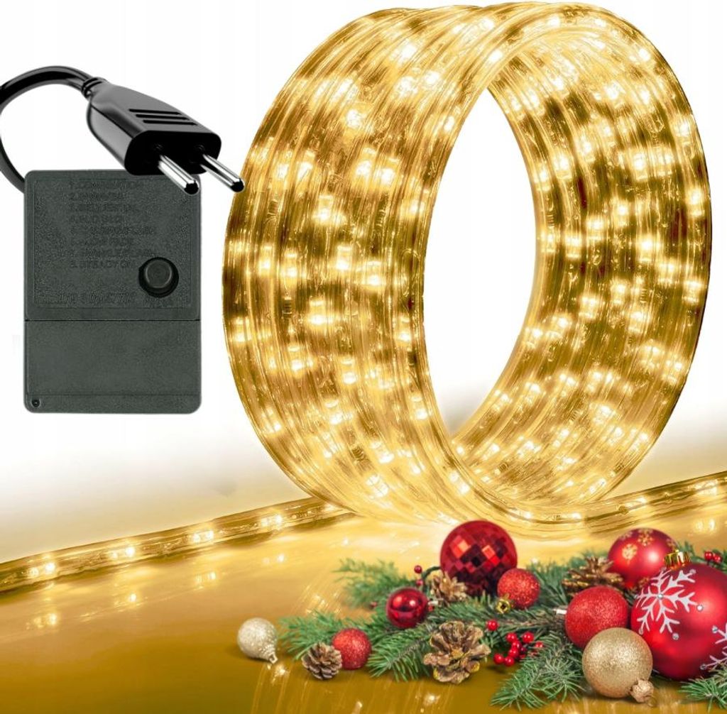 Led Lichtschlauch 10M Warmweiss Aussen Ip44 8 Modi + Programmierer