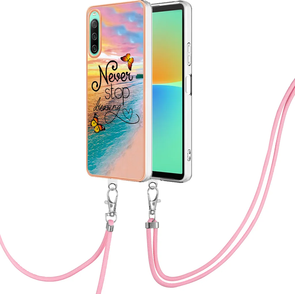 Custodia Sony Xperia 10 IV con Cordino Oro - Cover TPU con Cinturino