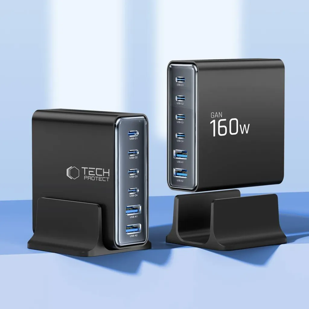 Station de Charge Bureau 6 Ports PD 160W Tech-Protect DC160W-GaN Multi-Usage - 3