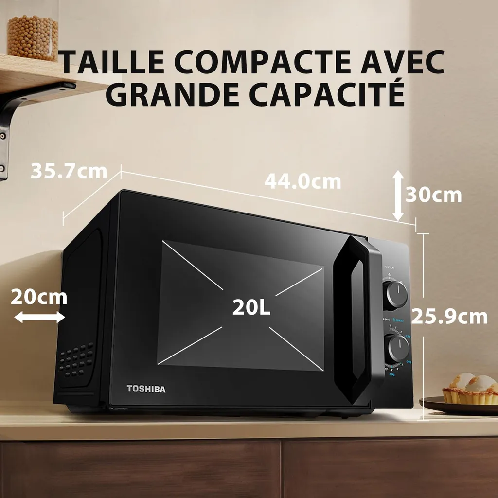 Four à micro-ondes autonome noir 20L 800W compact pour cuisine moderne - 5