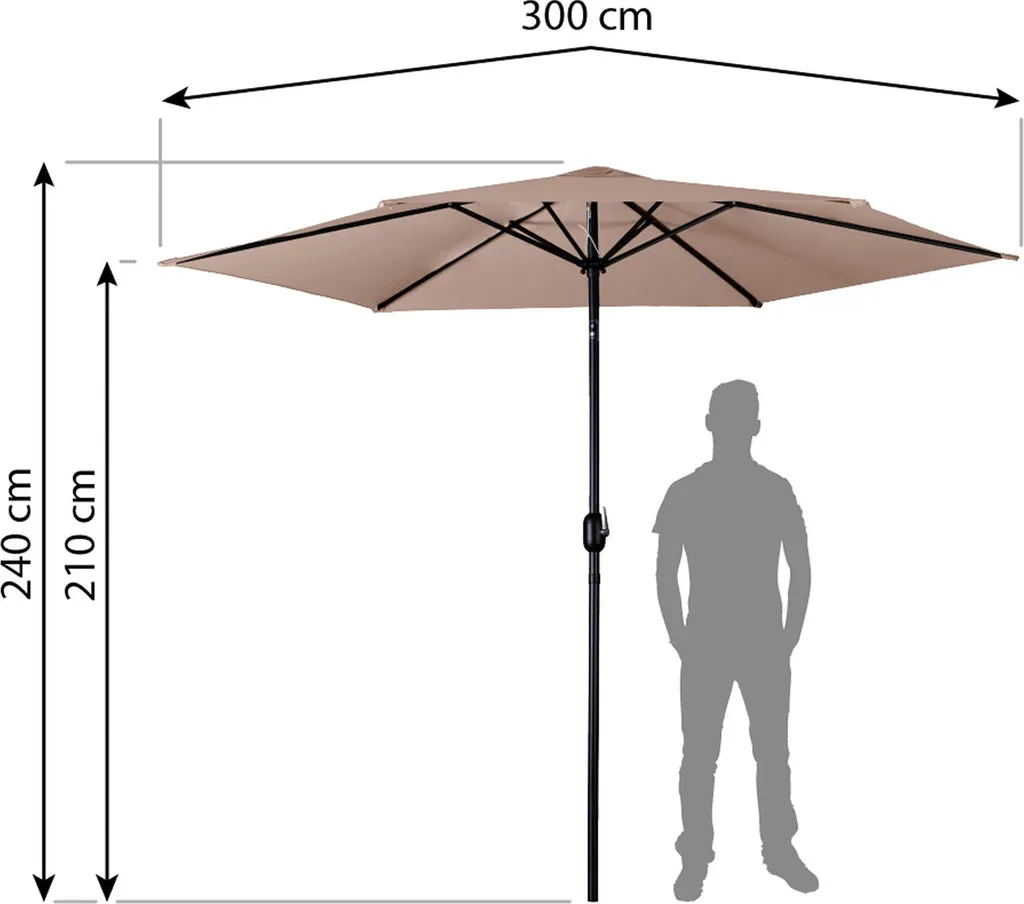 Parasol de balcon et terrasse Plonos 300cm, ombrage grand format pliable