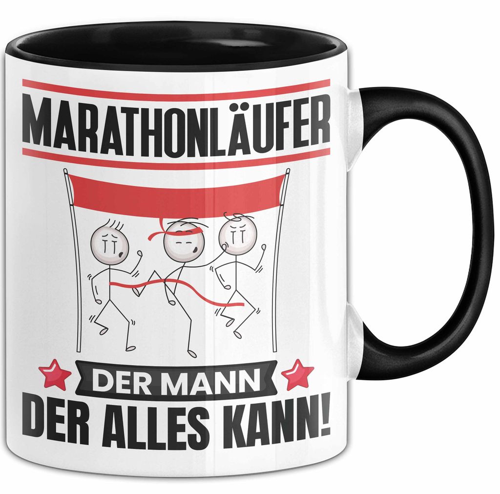 Marathonläufer Tasse Geschenk für Marathonläufer Der Mann Der Alles Kann Geschenkidee zum Geburtstag (Schwarz)