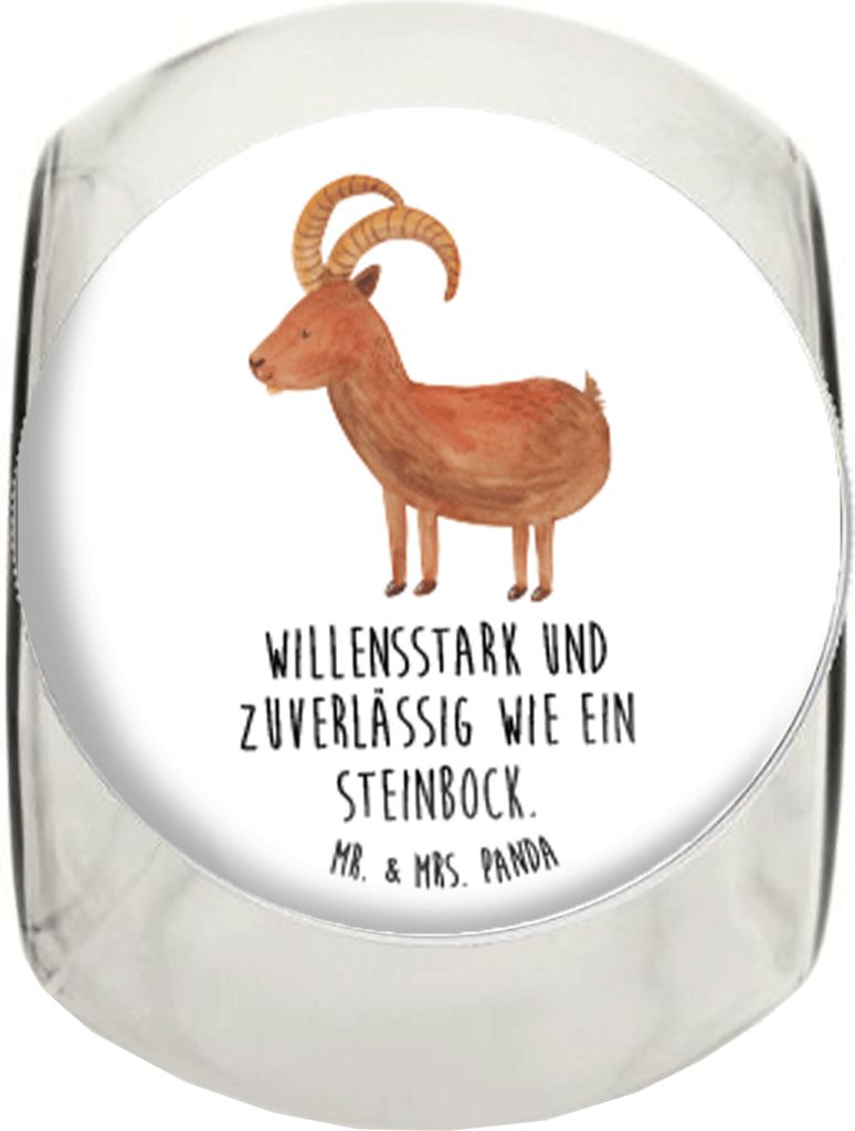 Mr. & Mrs. Panda Frischhaltedose Sternzeichen Steinbock XL 2000ml - Weiß - Geschenk, keksdose glas, Steinböcke, Ziege, Vorratsglas, Vorratsdose, ...