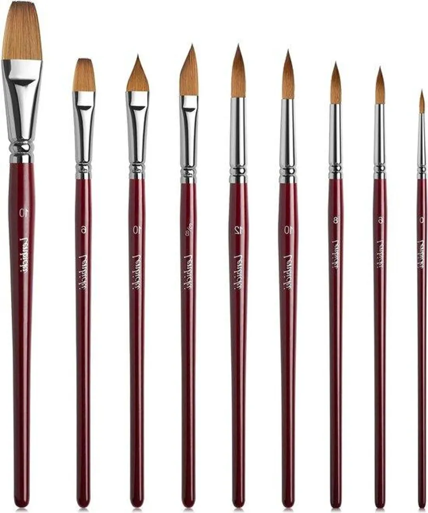 Pinceaux pour détails et finitions aquarelle - Set 9 pièces martre