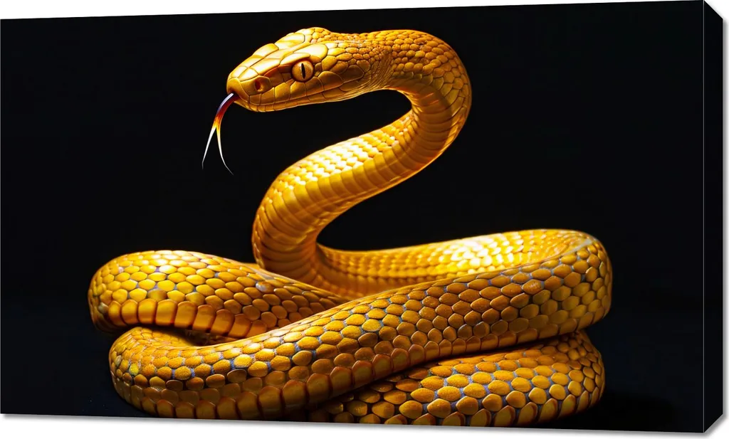Tableau Design Serpent Doré 100x60 cm - Finition Brillante Haute Qualité