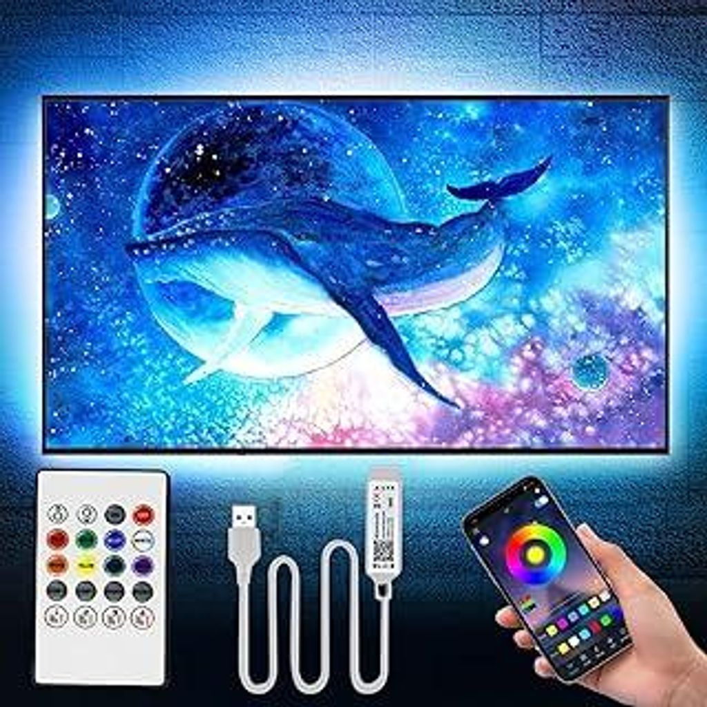 LED-Leuchten für TV, 4M LED TV-Hintergrundbeleuchtung, mit App & Fernsteuerung für 50-70 Zoll TV, Musik Sync LED TV-Licht mit Bluetooth-Funktion,...