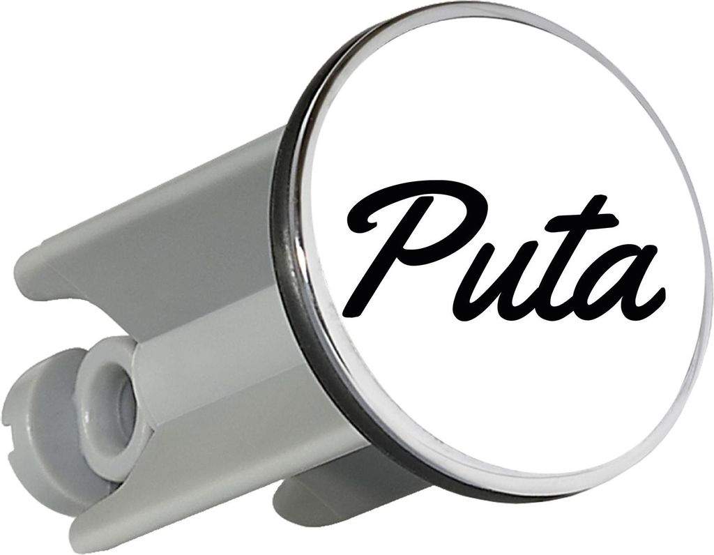 Huuraa Waschbeckenstöpsel Puta spanisch Schriftzug 4cm höhenverstellbar Abflussstopfen Geschenkidee