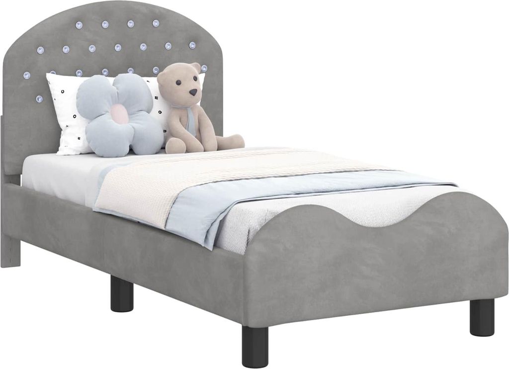 Kinderbettgestell mit Kopfteil Hellgrau 70 x 140 cm Samt Produktbild 