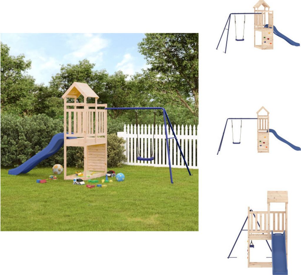 vidaXL Spielturm Massivholz Kiefer - Schaukeln & Spieltürme
