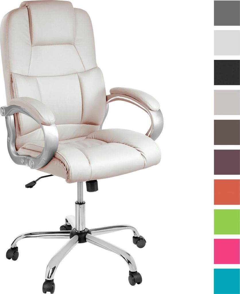 TPFLiving bequemer XXL Bürostuhl DENVER XXL Chefsessel belastbar bis 150 kg, creme | Wippfunktion | stabile Castor Rollen | hochwertig