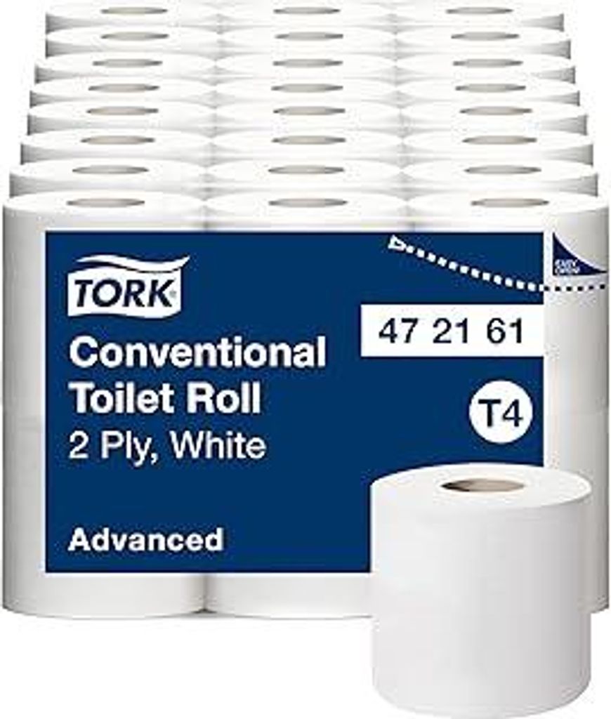 Tork Kleinrollen Toilettenpapier Weiß T4, Advanced, 2-lagig, 48 × 200 Blatt, 472161