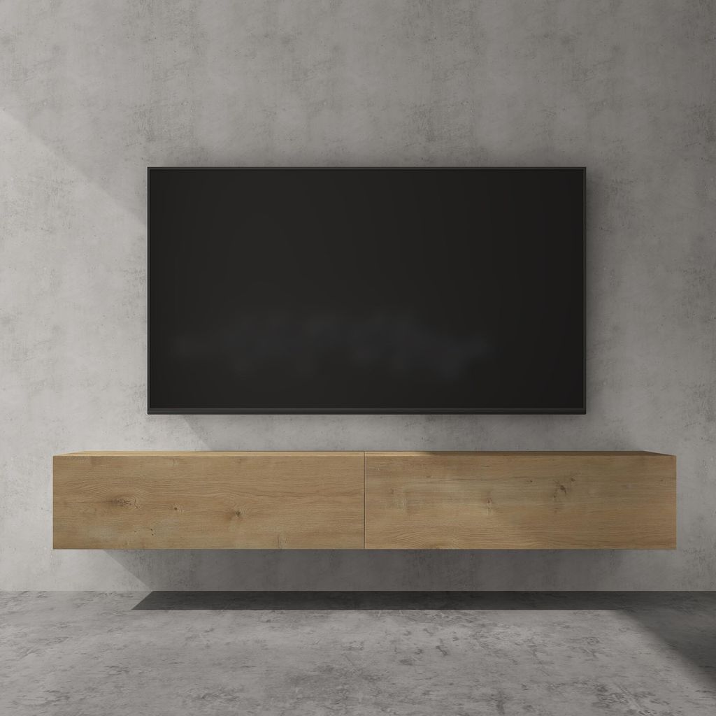 doporro TV Lowboard hängend Fernsehschrank Wohnzimmer | TV-Schrank hängend Fernsehtisch Hängeschrank 200cm Fernsehschrank02