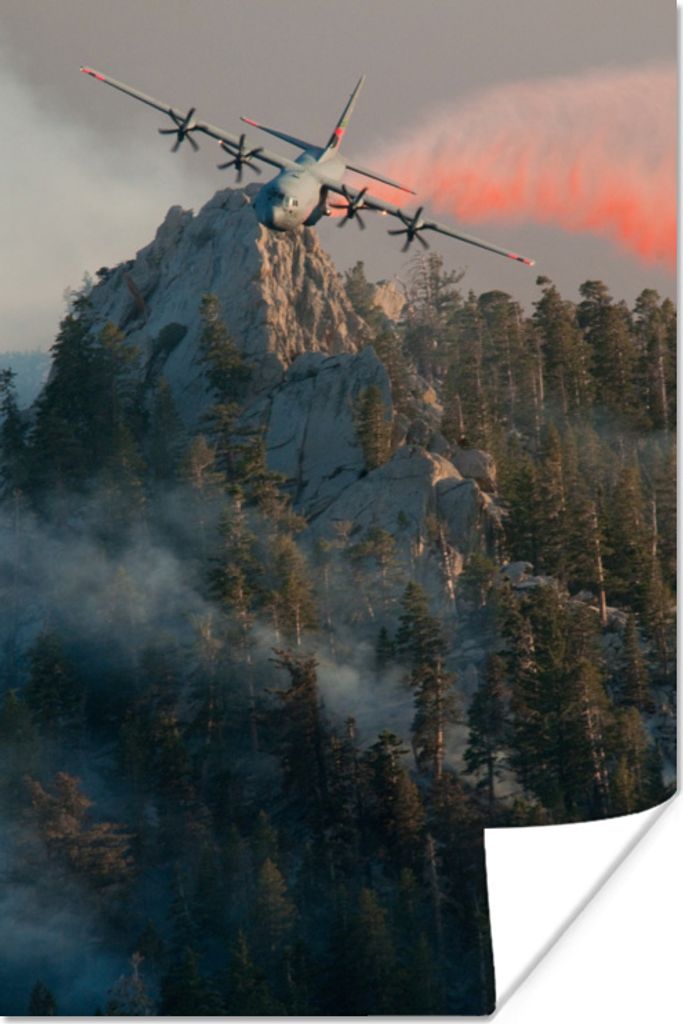 MuchoWow Poster Flugzeug - Berge - Färben 80x120 cm - Papierdruck