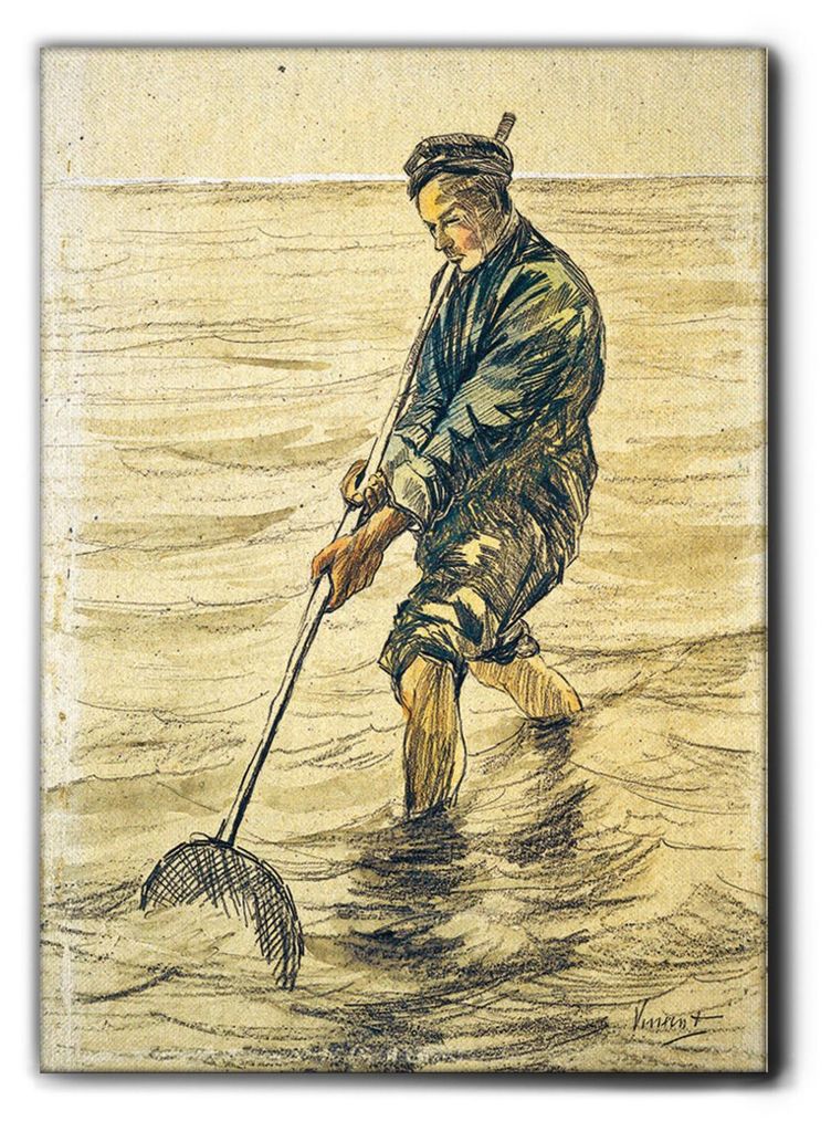 Giallobus - Muschelfischer - Vincent Van Gogh - 100L x 140B cm - Bild - Premium Loom Canvas mit hoher Dicke