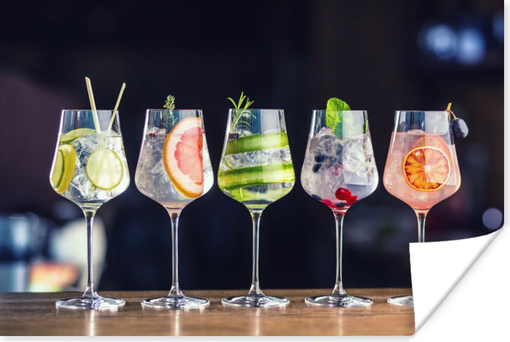 MuchoWow Poster Cocktail - Weinglas - Restaurant - Sommer 60x40 cm - Schlafzimmerdekoration
