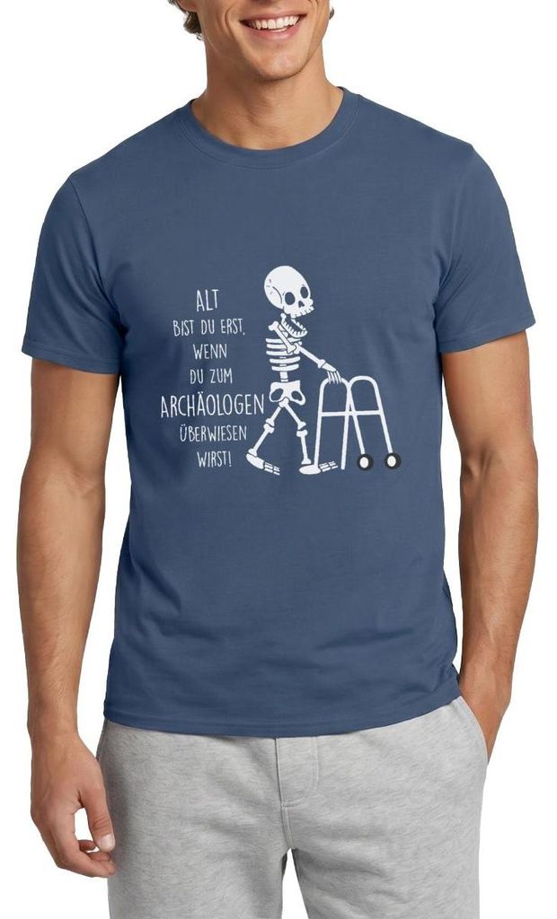 Spreadshirt Alt Bist Du Erst Wenn Du Zum Archäologen Überwiesen Wirst Rentner Männer T-Shirt, 3XL, Dunkles Denimblau