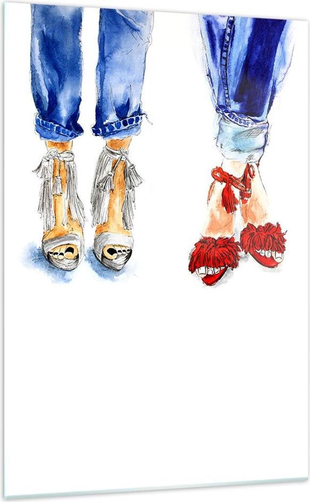 Bilder auf glas - Einteilig - Heels Mädchen Mode Jeans - 70x100cm - Glasbilder - Wandbilder - Bilder - zum Aufhängen bereit - Wanddekoration aus ...