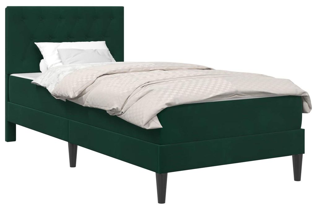 vidaXL Bettgestell mit Matratze Dunkelgrün 90 x 200 cm Samt