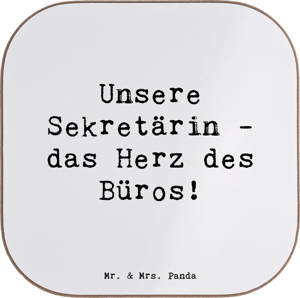 Mr. & Mrs. Panda Tassenuntersetzer Spruch Sekretärin Herz - Weiß - Geschenk, dankbare Geste, Coaster, Geschenkidee, Untersetzer für Gläser, Tas...