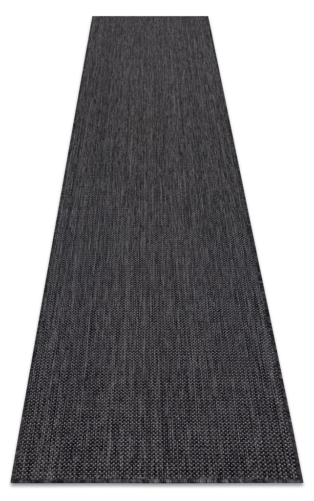 Teppich, Läufer SISAL SION A5165A Melange flach gewebt schwarz Schwarz 80x250 cm