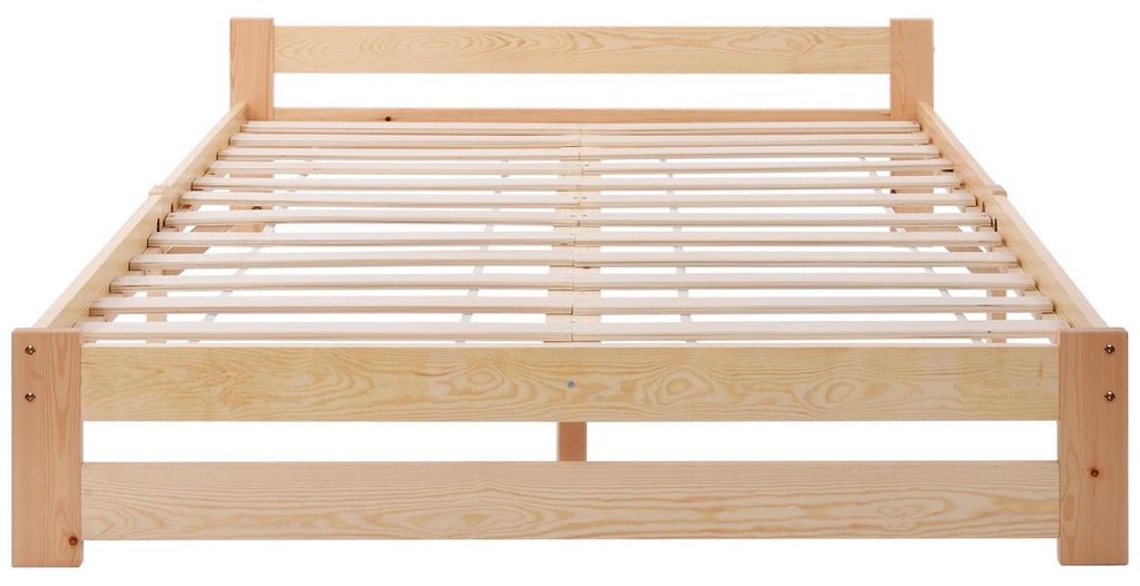 Massivholzbett aus Kiefer - Doppelbett 140 x 200 cm - Bettgestell - Ohne Stauraum - Einfache Montage - Holzfarbe Stil A