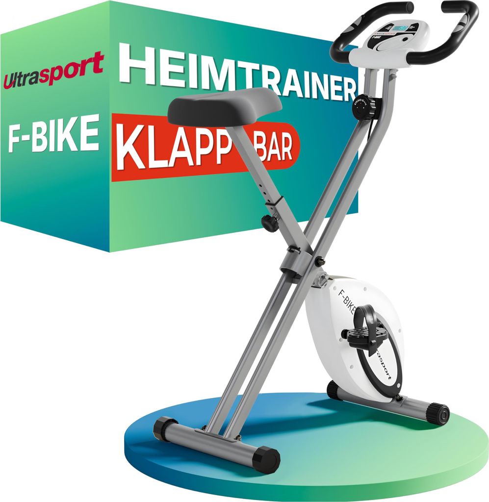 Ultrasport Heimtrainer Fahrrad Klappbar I Hometrainer Fahrrad Klappbar Extra Leise bis 130 KG mit Komfort-Sattel I Fitnessbikes, Indoor Bike, Trimm...