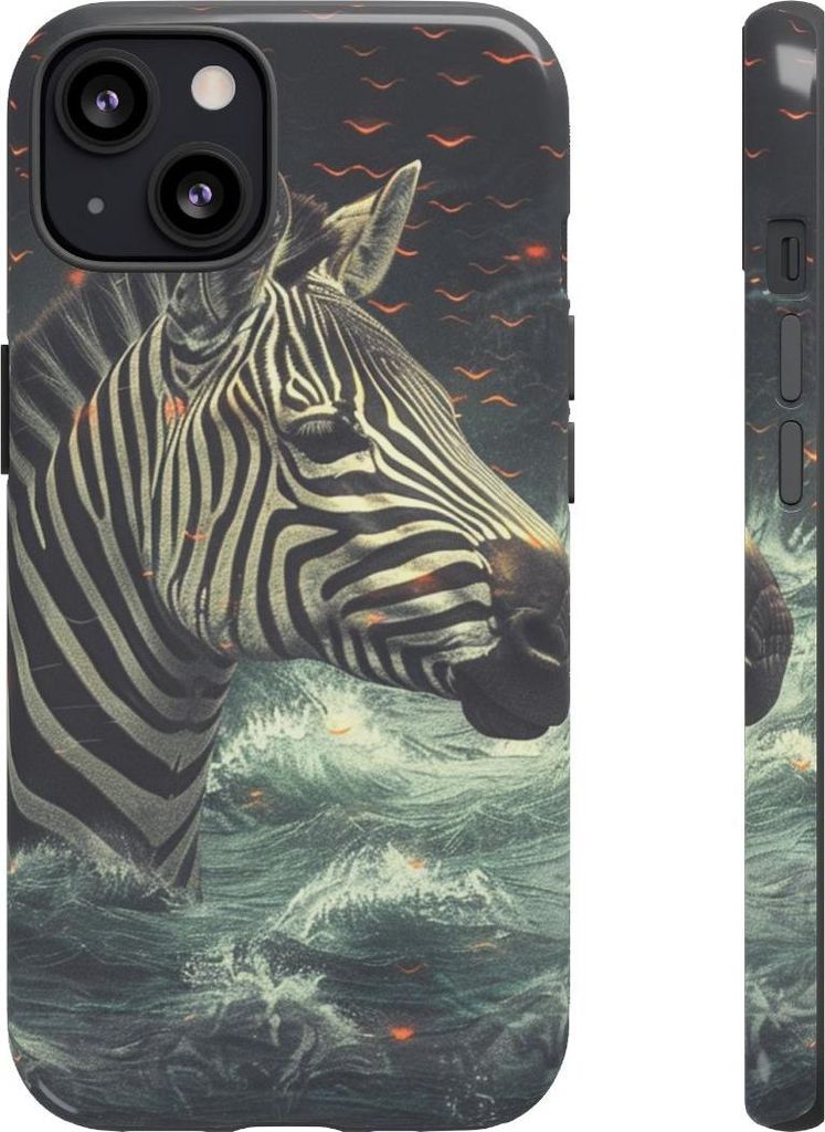 Zebra im Wasser mit leuchtenden Funken – Hülle Kompatibel mit iPhone 13