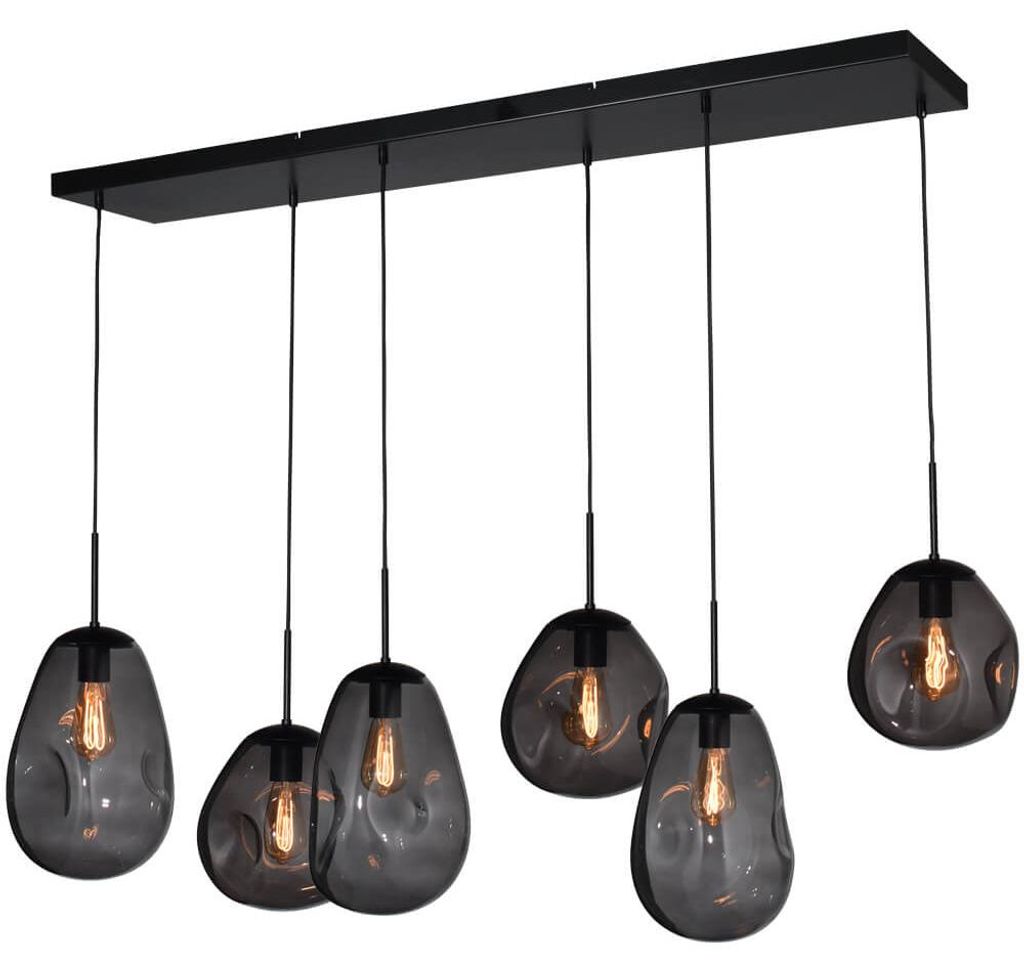 masterlight Pendelleuchte Lava 6-flammig Glas Grau 130x35cm Produktbild 