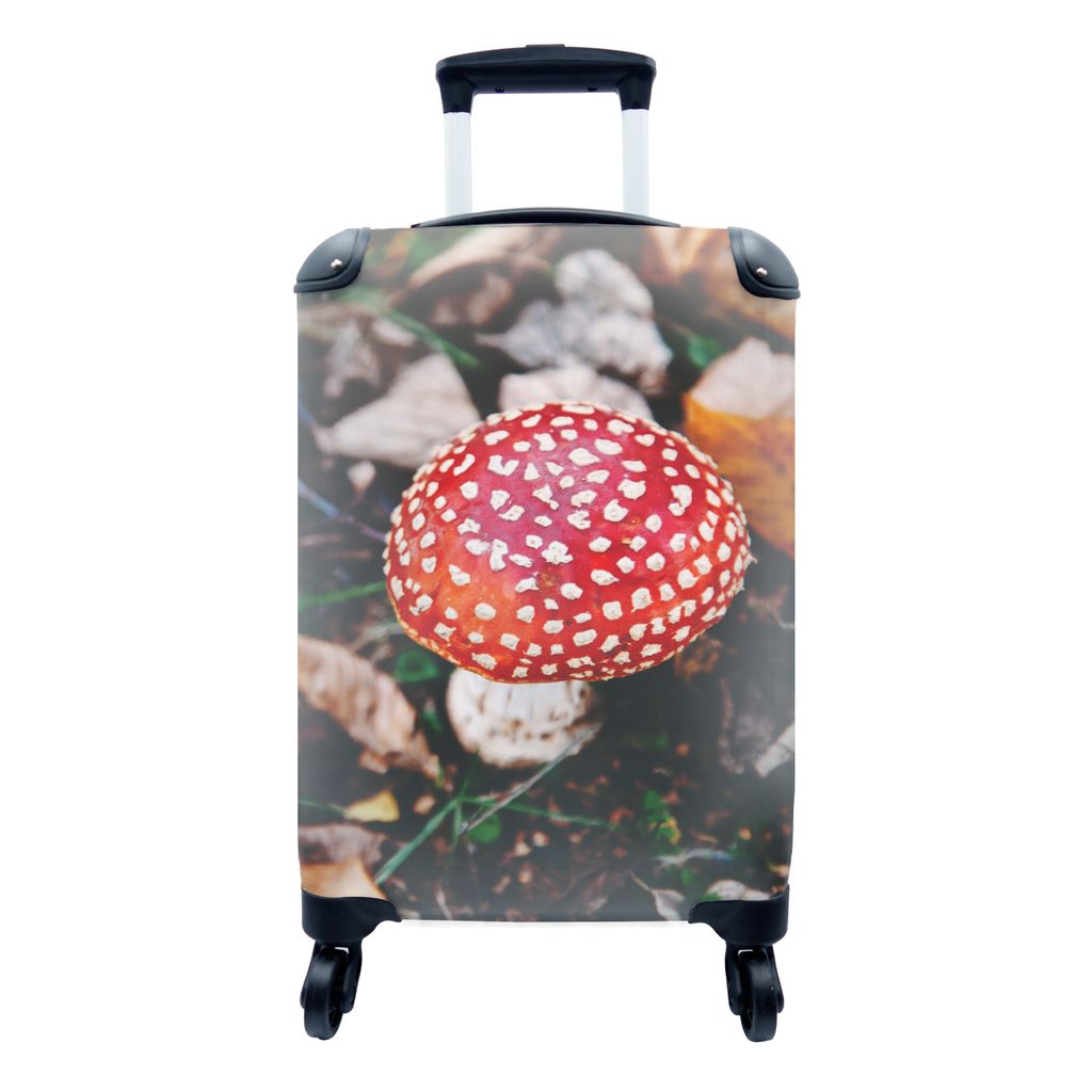MuchoWow Koffer Handgepäck Trolley Rollkoffer Kleine Reisekoffer mit 4 Rollen - Herbst - Pilz - Blätter - Natur - Cabin Size < 55x40x23 cm & 55...