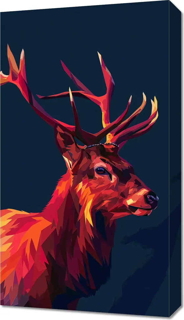 Tableau Cerf Géométrique 40x70 cm - Décoration Murale Style Scandinave