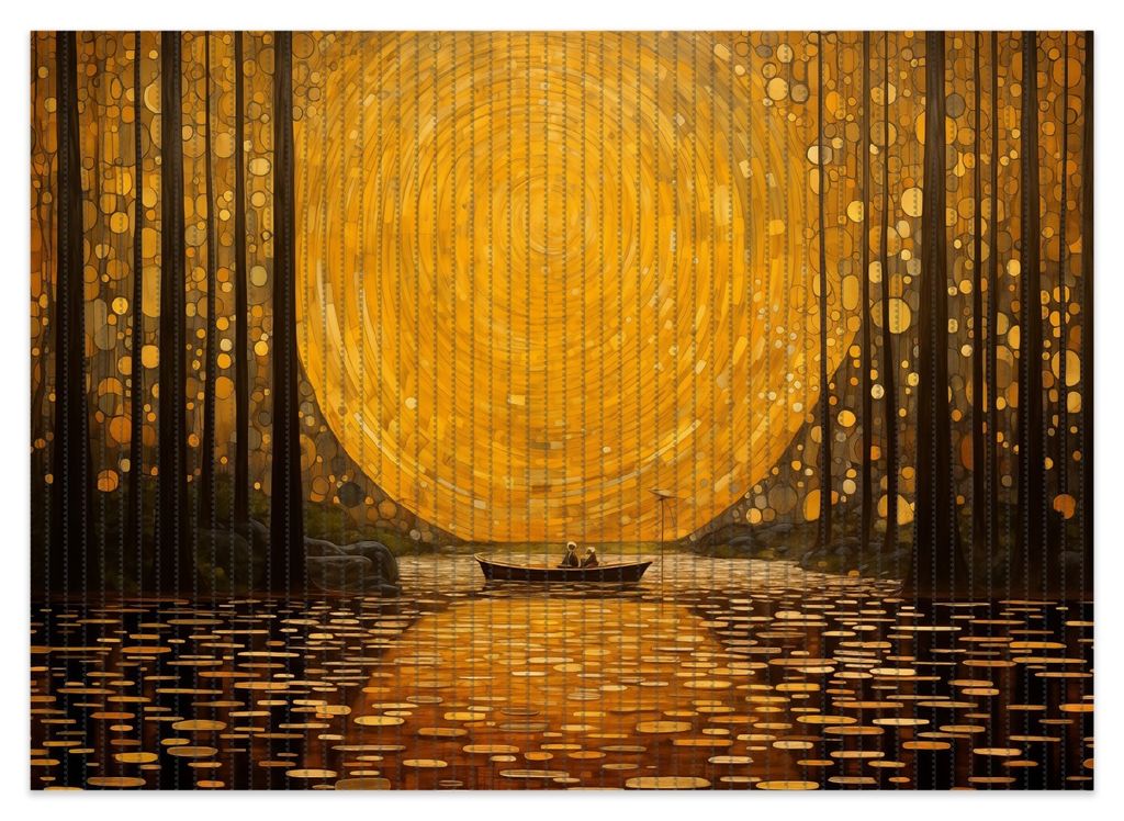 Wallario Duschmatte Antirutschmatte Badmatte Fußmatte Goldene Flussfahrt, Größe ca. 70 x 50 cm