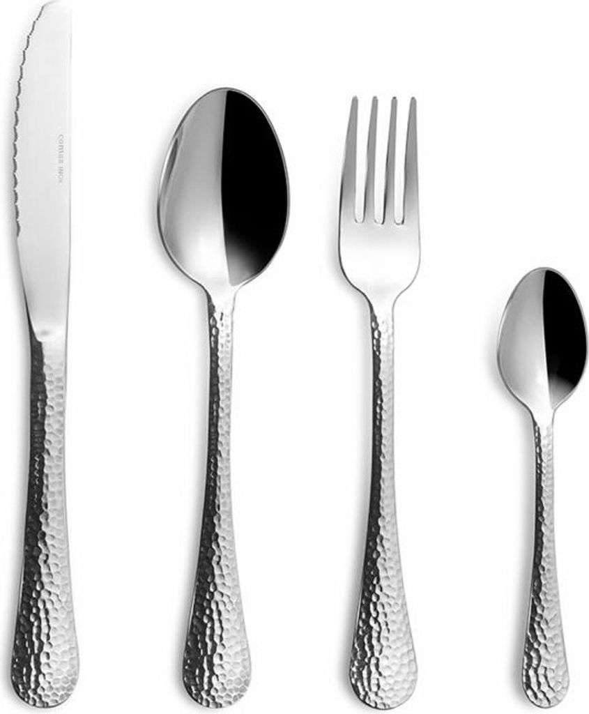 Comas Besteckset Luna 24-tlg., Tafelbesteck, strukturierte Griffe, Edelstahl, Spiegelfinish, 7154
