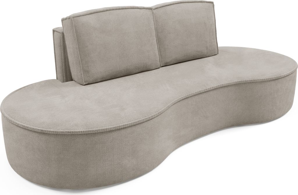 DomoHome Sofa Molly – Freistehendes Halbrunde Ausführung Designsofa mit zwei eleganten abnehmbaren RückenKissen Curio Stoff Größe: 234x101x88...