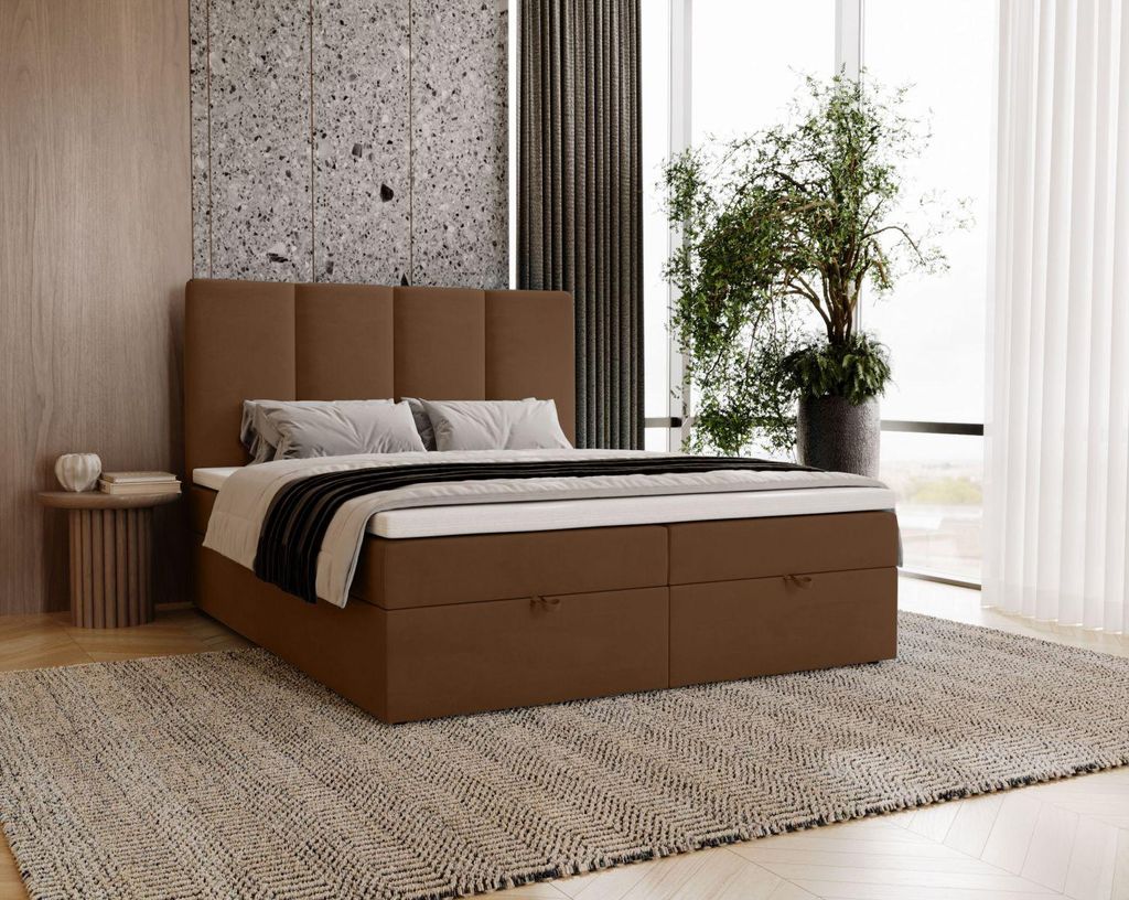 Kontinentales Doppelbett 140x200 GLADE - braun