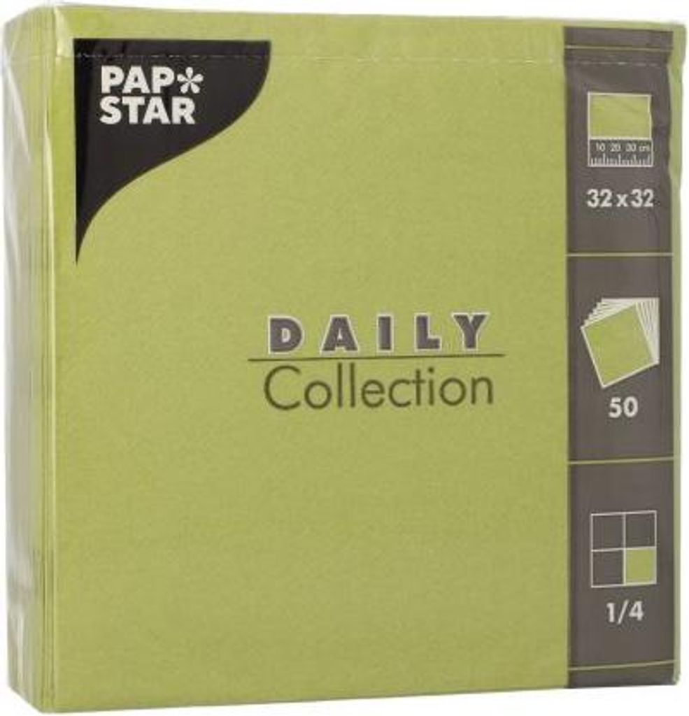 700 Servietten "DAILY Collection" 1/4-Falz 32 cm x 32 cm olivgrün