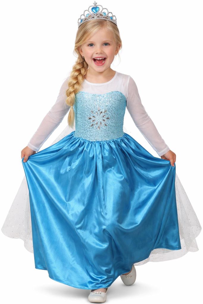 Funkelndes Prinzessinnenkleid in Eisblau mit Schneeflocke & Produktbild 