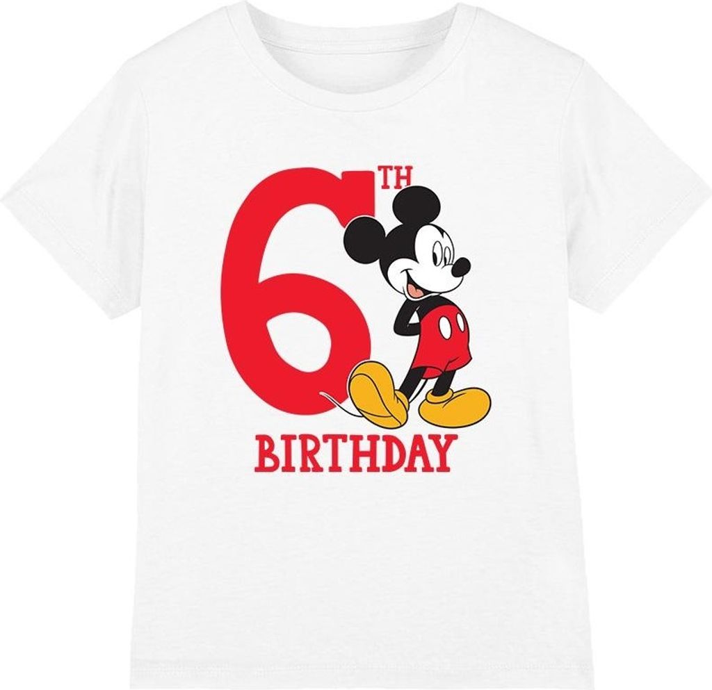 Disney - T-Shirt für Kinder - 6 Geburtstag TV3443 (116) (Weiß)