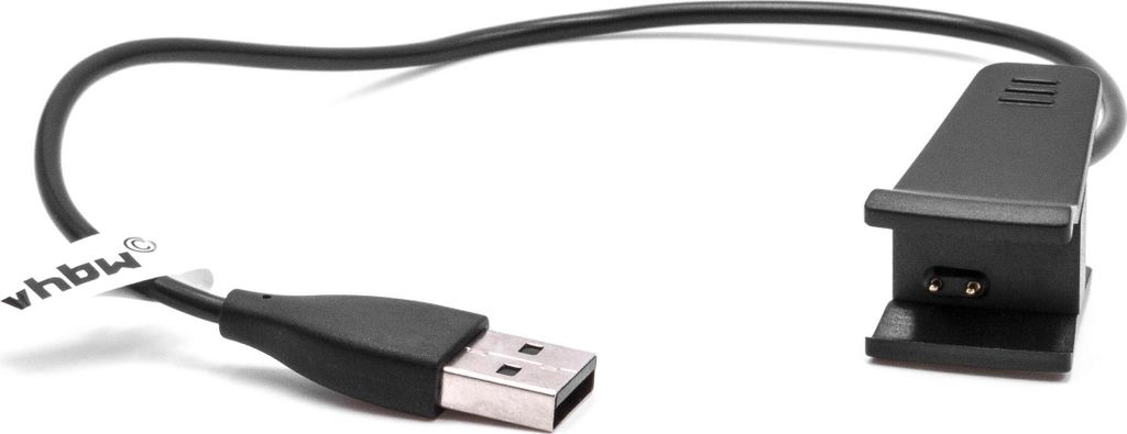 vhbw USB Ladekabel kompatibel mit Fitbit Ace, Alta Smartwatch Fitnesstracker - Ladestation Schwarz, 25 cm