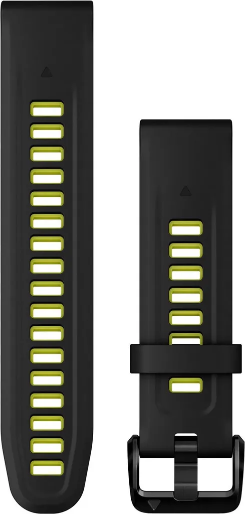 Bracelet QuickFit 20mm en Silicone Robuste pour Garmin Noir/Lime Punchy