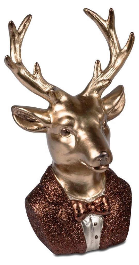 Deko Büste Hirsch im Anzug H. 25cm kupfer gold aus Produktbild 