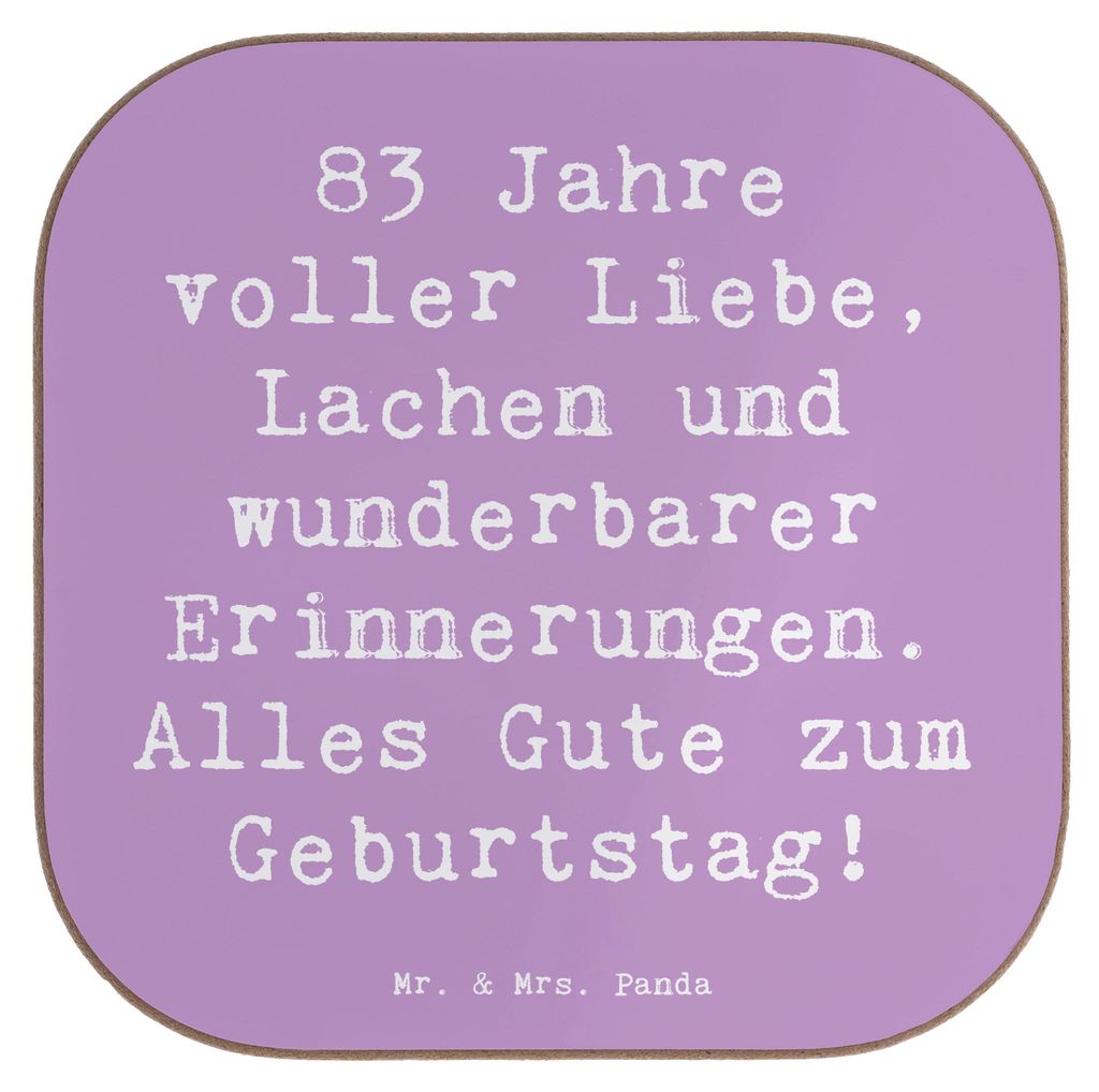 Mr. & Mrs. Panda Holzuntersetzer Spruch 83. Geburtstag - Lavendeltraum - Geschenk, Geburtstagswünsche, Glückwünsche, Lachen, unterleger, Alter, ...