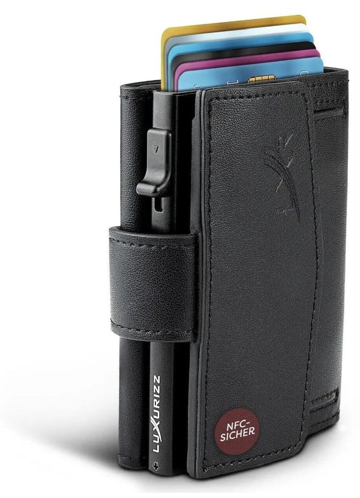 Luxurizz Slim Wallet Herren aus Echtleder mit Münzfach und Produktbild 