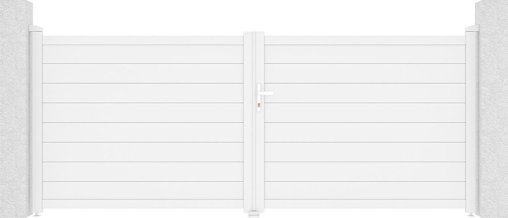 Flügeltor 3,5 m EIGER H.140 cm Weißaluminium + TANKER B700 Motorisierung