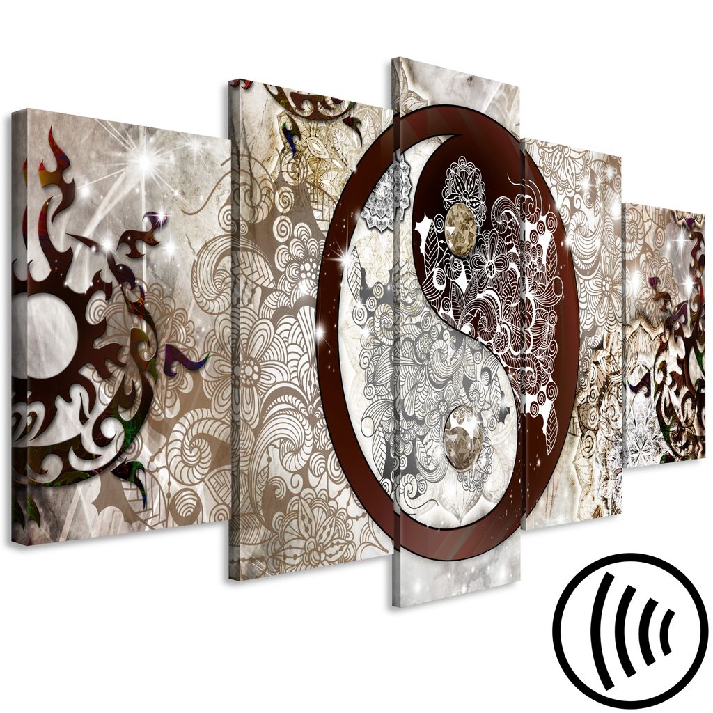 Akustikbild Mandala 200x100 cm Bilder Akustikschaum Hochleistungsschallabsorber Schallschutz Leinwand 5 tlg Wandbild Raumakustik Schalldämmung Orn...
