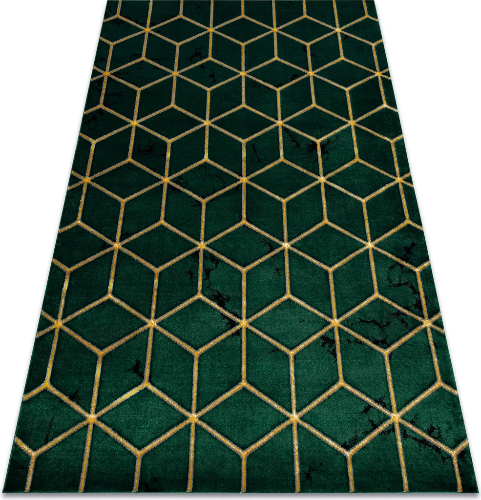 Tapis Épais Vert Émeraude Motif Cube Élégant EMERALD 1014 80x150 cm